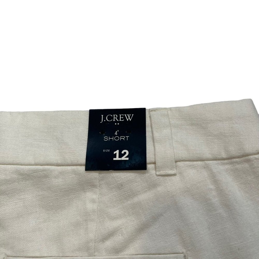 J.Crew Factory NWT Women's White Linen Blend Scalloped Hem 4" Shorts Size 12 - Picture 5 of 13